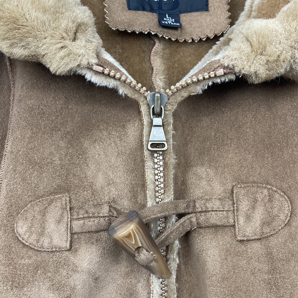 Braetan Women’s Tan Faux Shearling Toggle Coat sz Large - Picture 7 of 14
